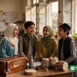 لاہور کی میوزک اکیڈمی میں بچوں کی گائیکی کی مشق