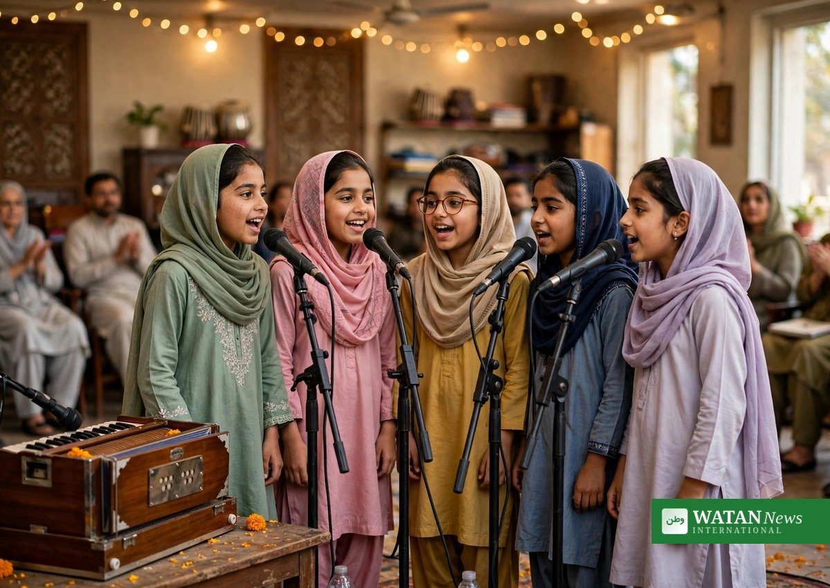 میوزک اکیڈمی کے بچوں کی اسٹیج پر گائیکی