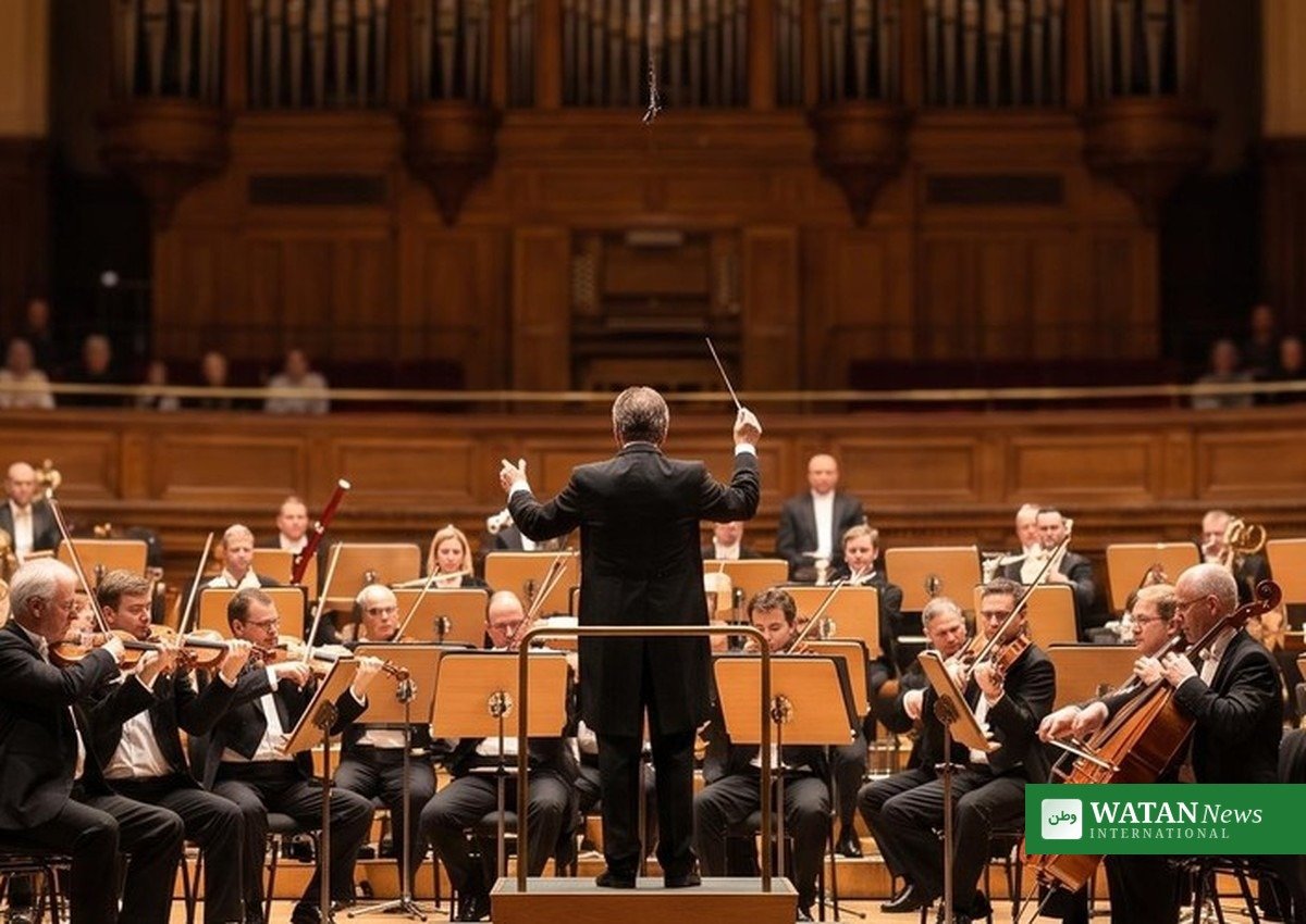Orchestra performing live in a concert hall