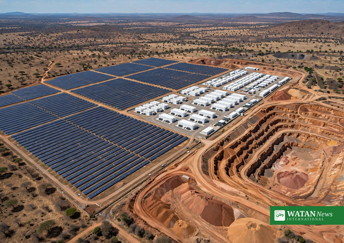 Aerial view of the Kamoa Copper solar and battery baseload plant in the Democratic Republic of Congo