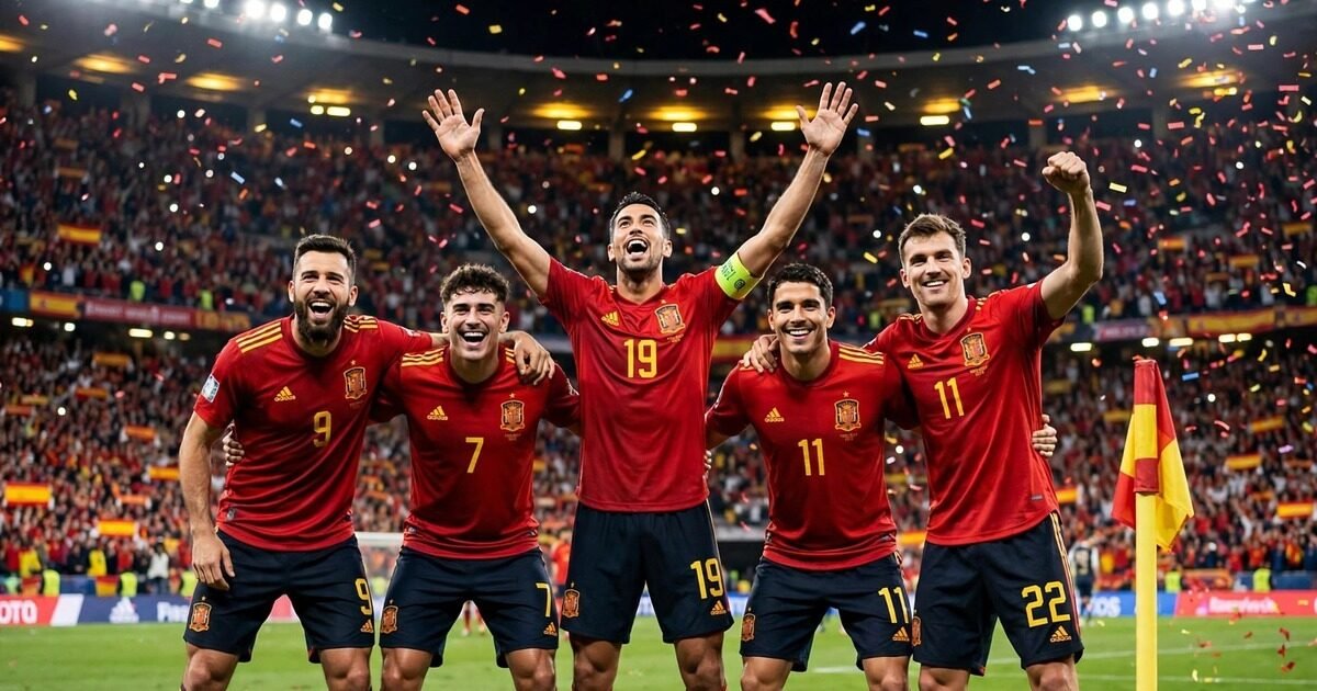 Lamine Yamal goal for Spain against Czechia - Spain players celebrate the 3-1 UEFA Nations League win in Oviedo
