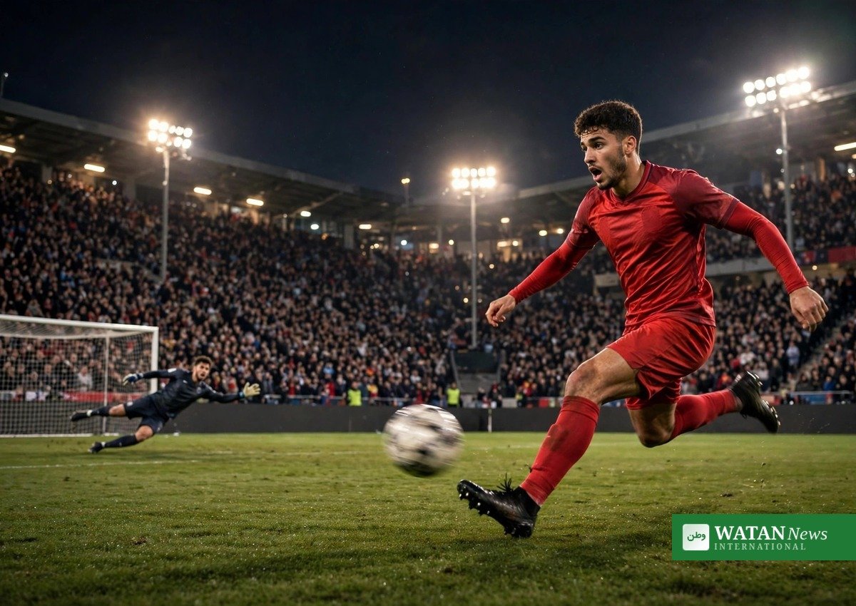 Lamine Yamal strikes at goal for Spain against Czechia in the UEFA Nations League