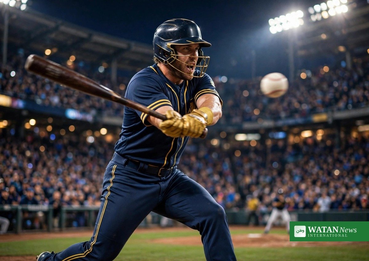 Brewers batter swings during the NLCS Game 4 comeback against the Dodgers