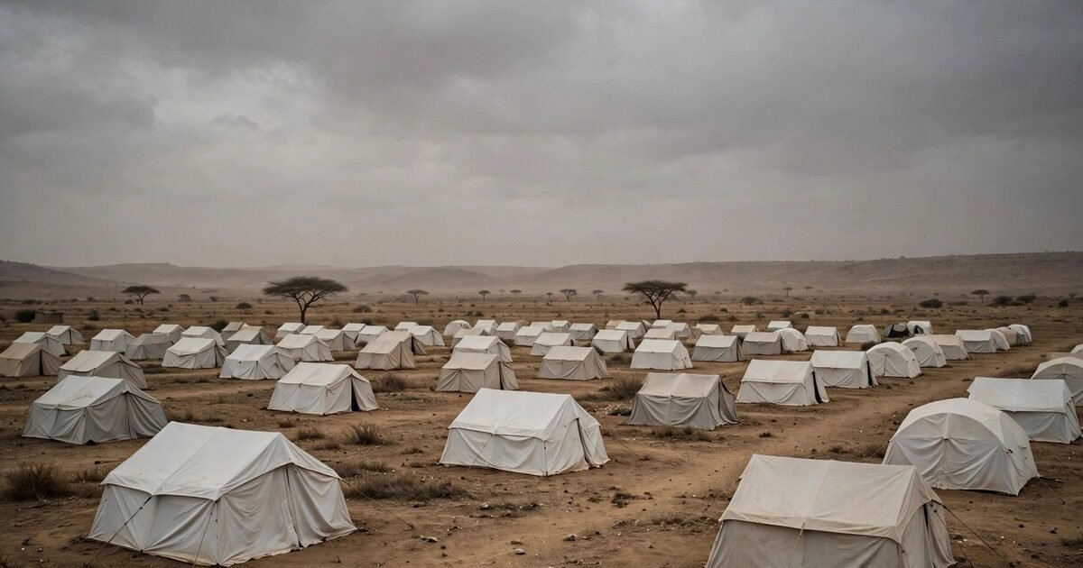 Rows of tents at a displaced persons camp in Sudan's Blue Nile region