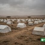 Rows of tents at a displaced persons camp in Sudan's Blue Nile region
