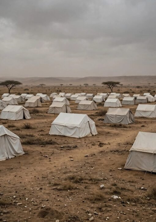Rows of tents at a displaced persons camp in Sudan's Blue Nile region