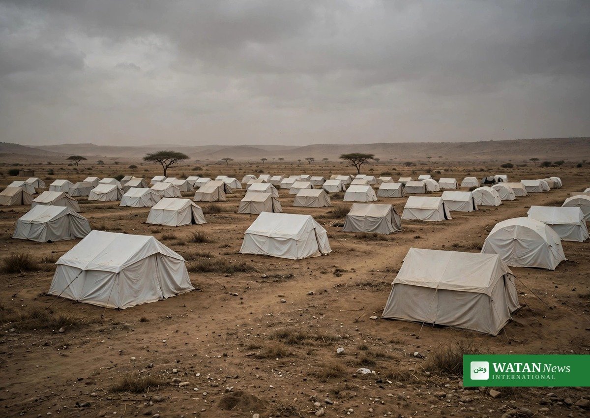 Rows of tents at a displaced persons camp in Sudan's Blue Nile region