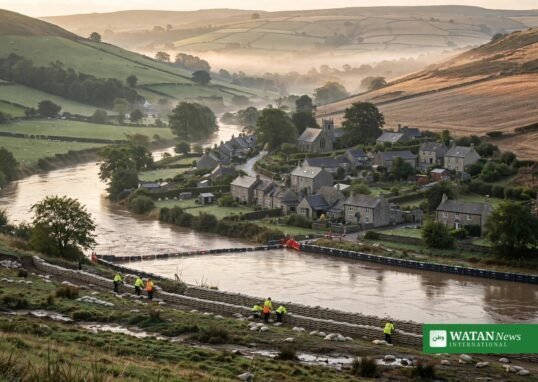 Volunteers building a sandbag flood defence along a British river — Flood and Drought Resilience Taskforce