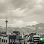 Tehran skyline with Milad Tower and Alborz mountains
