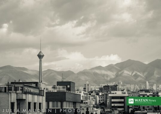 Tehran skyline with Milad Tower and Alborz mountains