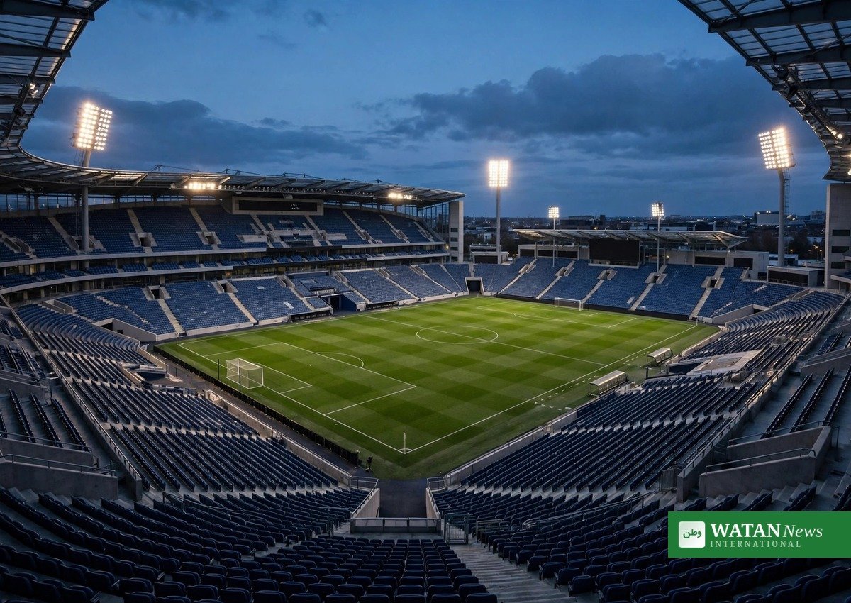 Tomme tribuner på TSC Arena i Backa Topola, hvor Irland møder Israel søndag for lukkede døre efter det afbrudte pressemøde