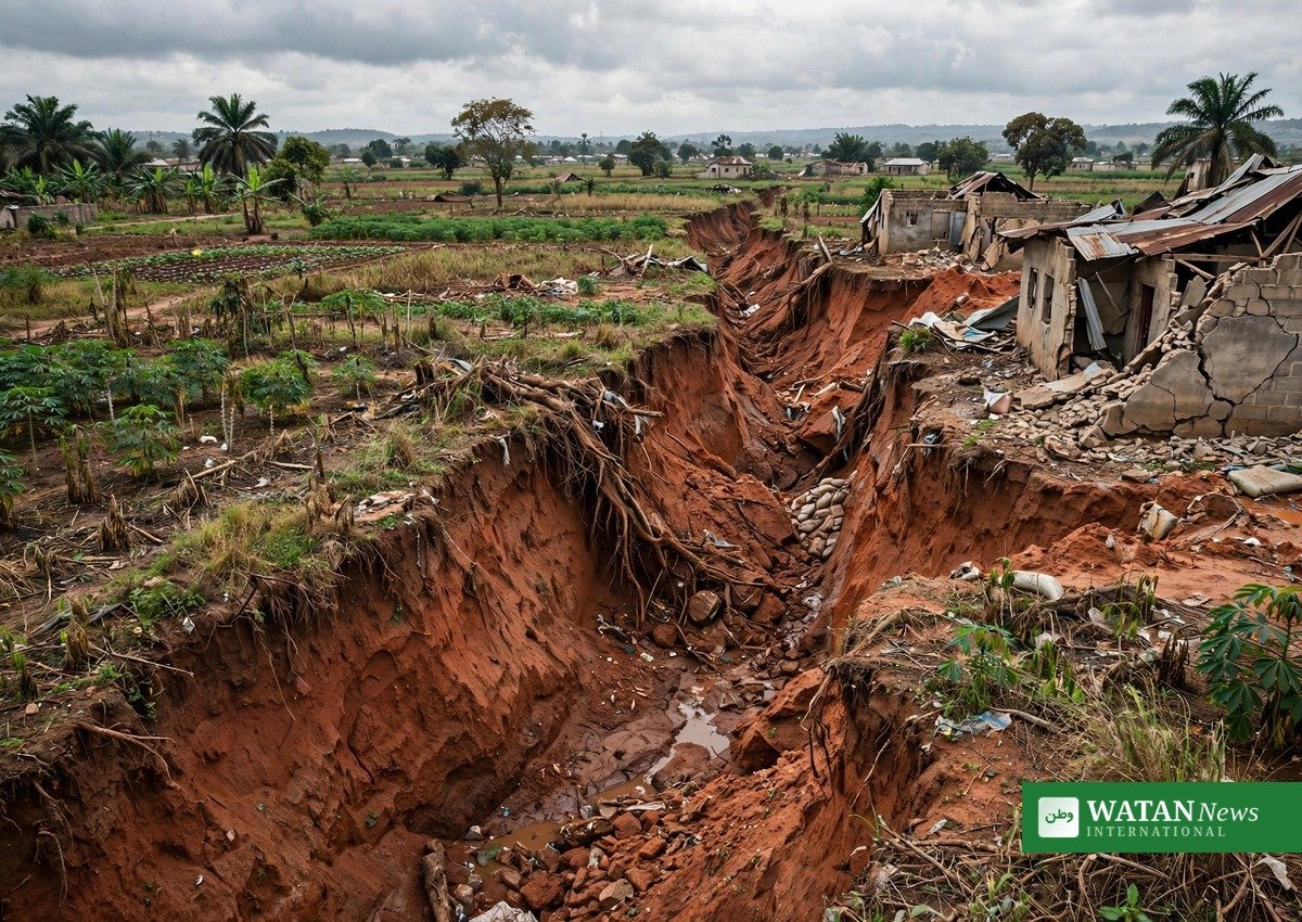 Gully erosion damage in southeastern Nigeria - South-East NDC Climate Summit