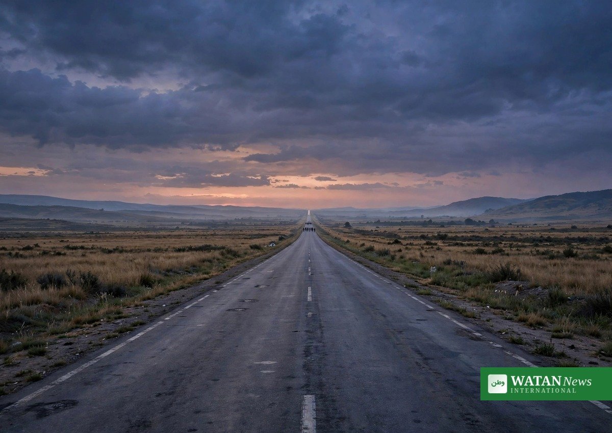 لانگ مارچ کی علامتی تصویر — سڑک پر قافلہ