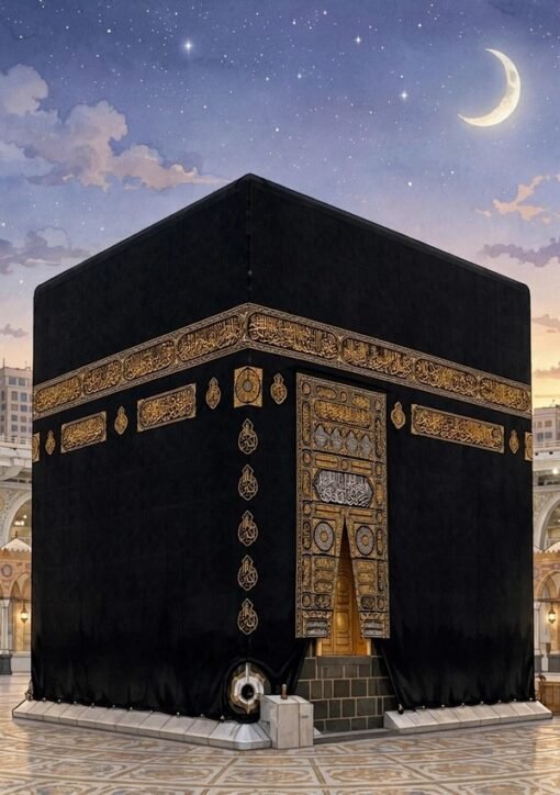 غروبِ آفتاب کے وقت خانہ کعبہ کی علامتی تصویر — حرمین شریفین کے تحفظ کے حوالے سے ڈی جی آئی ایس پی آر کے بیان کی خبر
