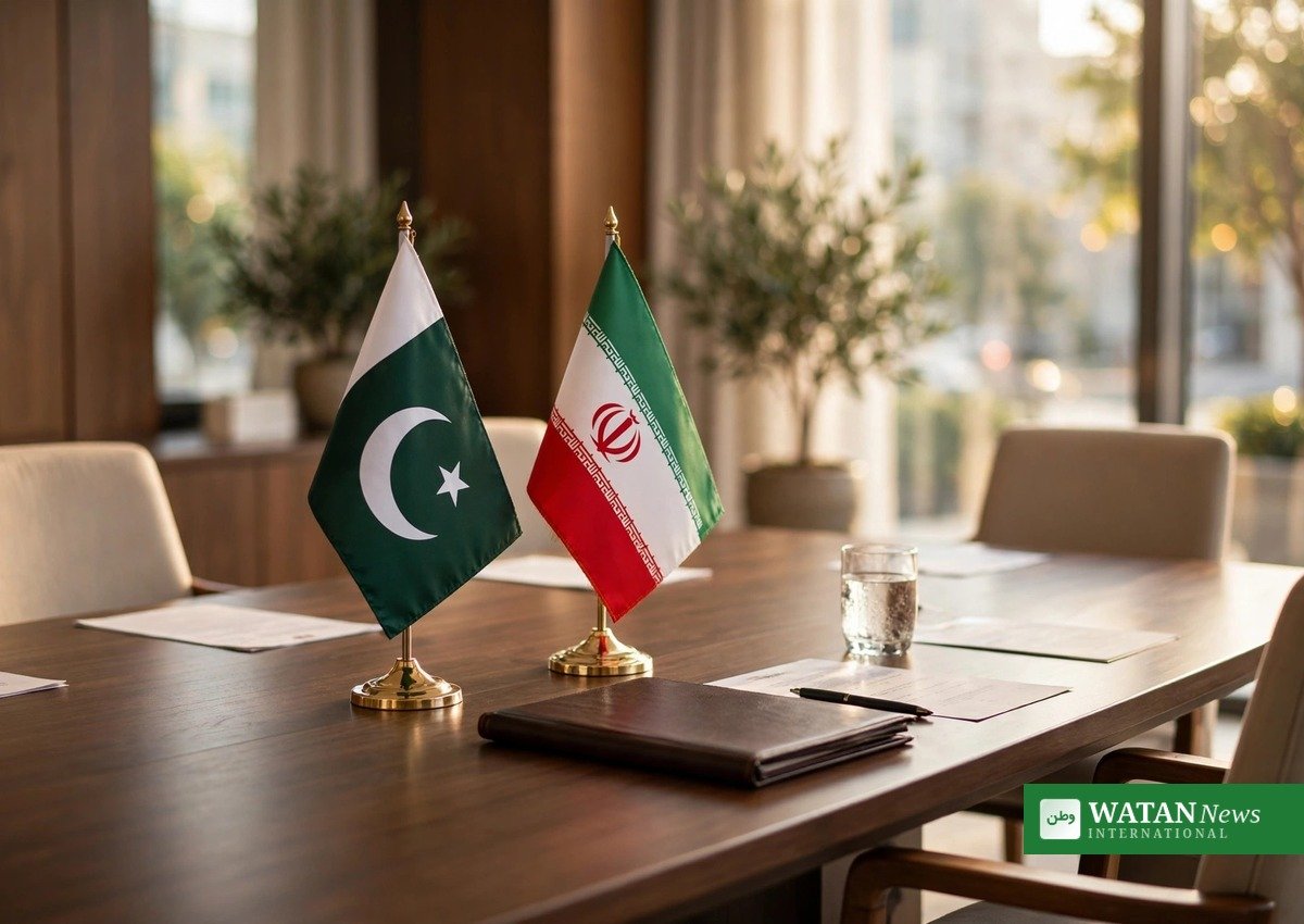 پاکستانی اور ایرانی پرچم کے ساتھ ملاقات کی علامتی تصویر — عاصم منیر ایران دورہ کی خبر