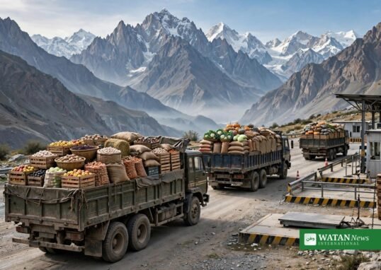 سست خنجراب سرحد پر زرعی سامان سے لدے ٹرک