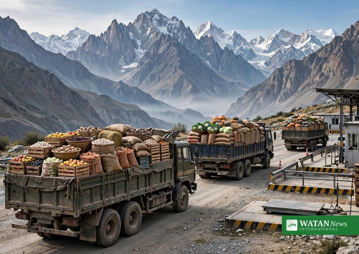 سست خنجراب سرحد پر زرعی سامان سے لدے ٹرک