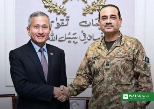 سنگاپور کے وزیر خارجہ ڈاکٹر ویوین بالاکرشنن اور فیلڈ مارشل سید عاصم منیر کی ملاقات