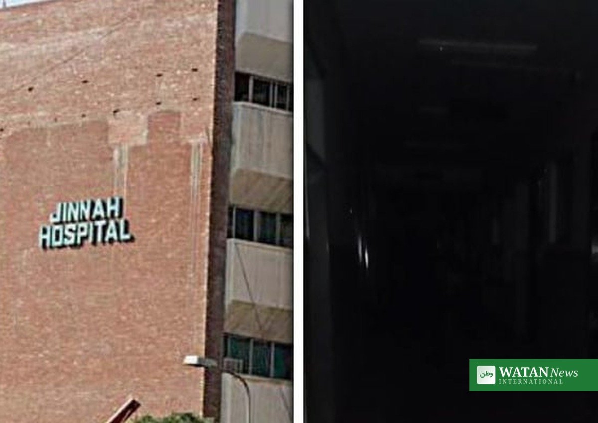 جناح اسپتال کراچی کی عمارت اور بجلی سے محروم راہداری