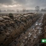 Russiske deserteringer Kupjansk – tom skyttegrav ved fronten