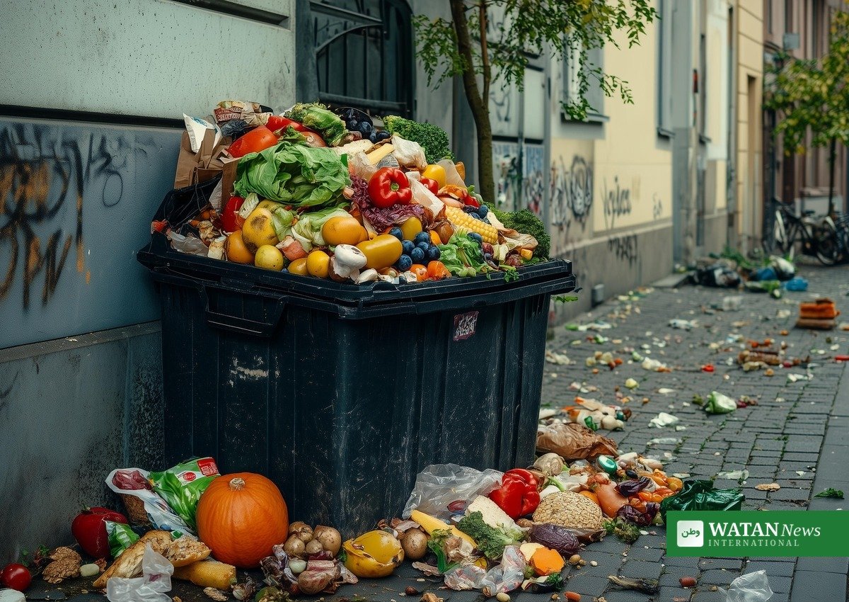 Overfyldt affaldscontainer med madspild – ISO 20001 standard mod madspild
