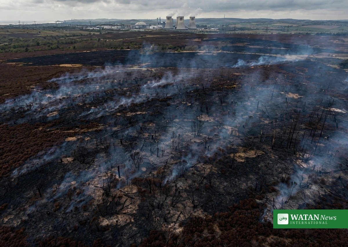 Scorched heathland after the Dunwich Heath wildfire in Suffolk, England — England wildfires destroyed protected nature reserves in August 2026