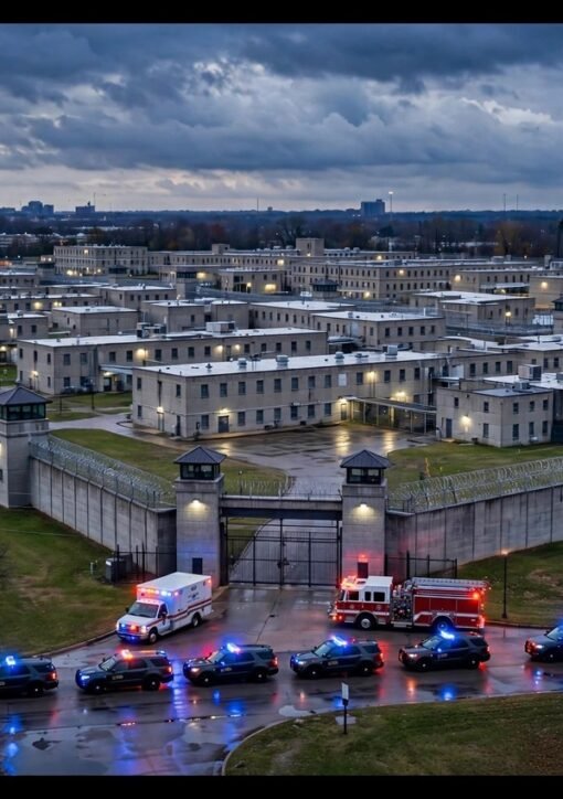 Emergency vehicles outside Riverbend Maximum Security Institution after the failed Christa Pike execution attempt