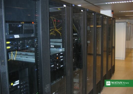 Server racks in a data centre after the Yandex data centre strike in Vladimir, Russia