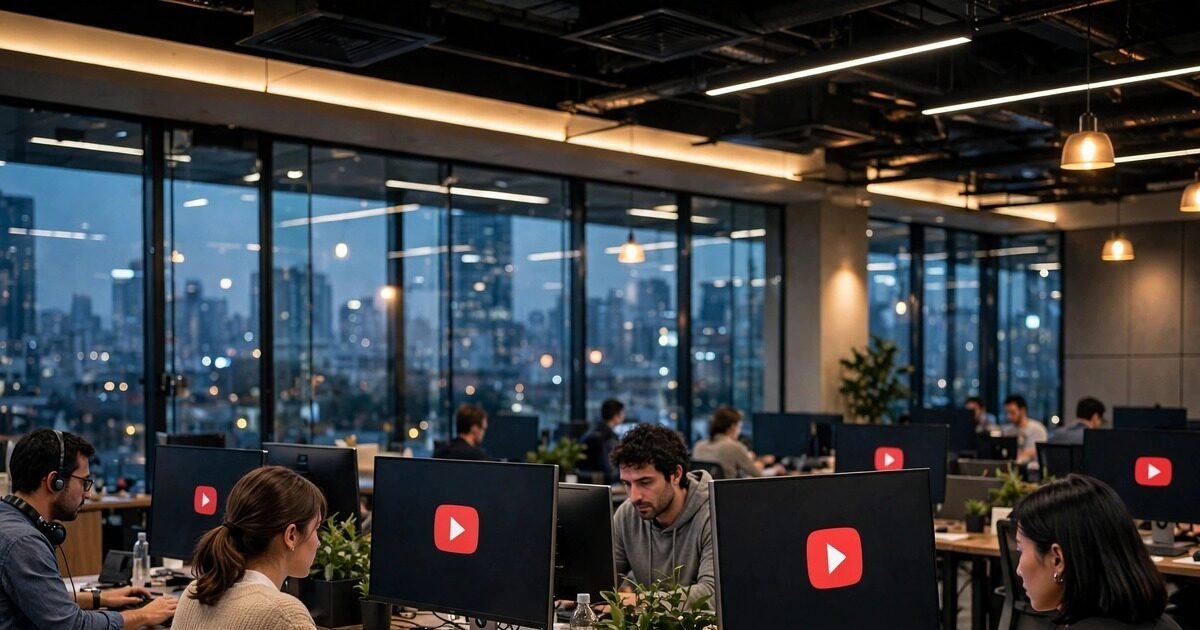 YouTube newsroom tools — digital newsroom with video platform screens