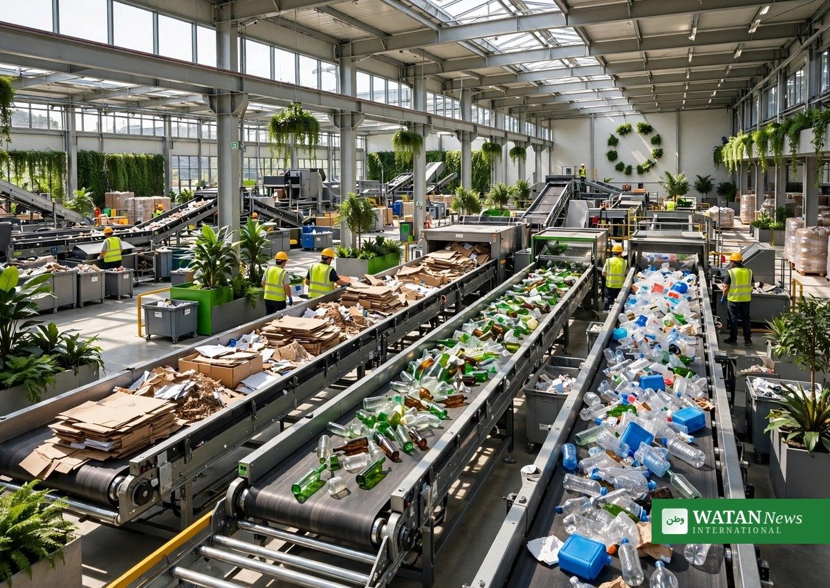 modern zero-waste recycling sorting facility